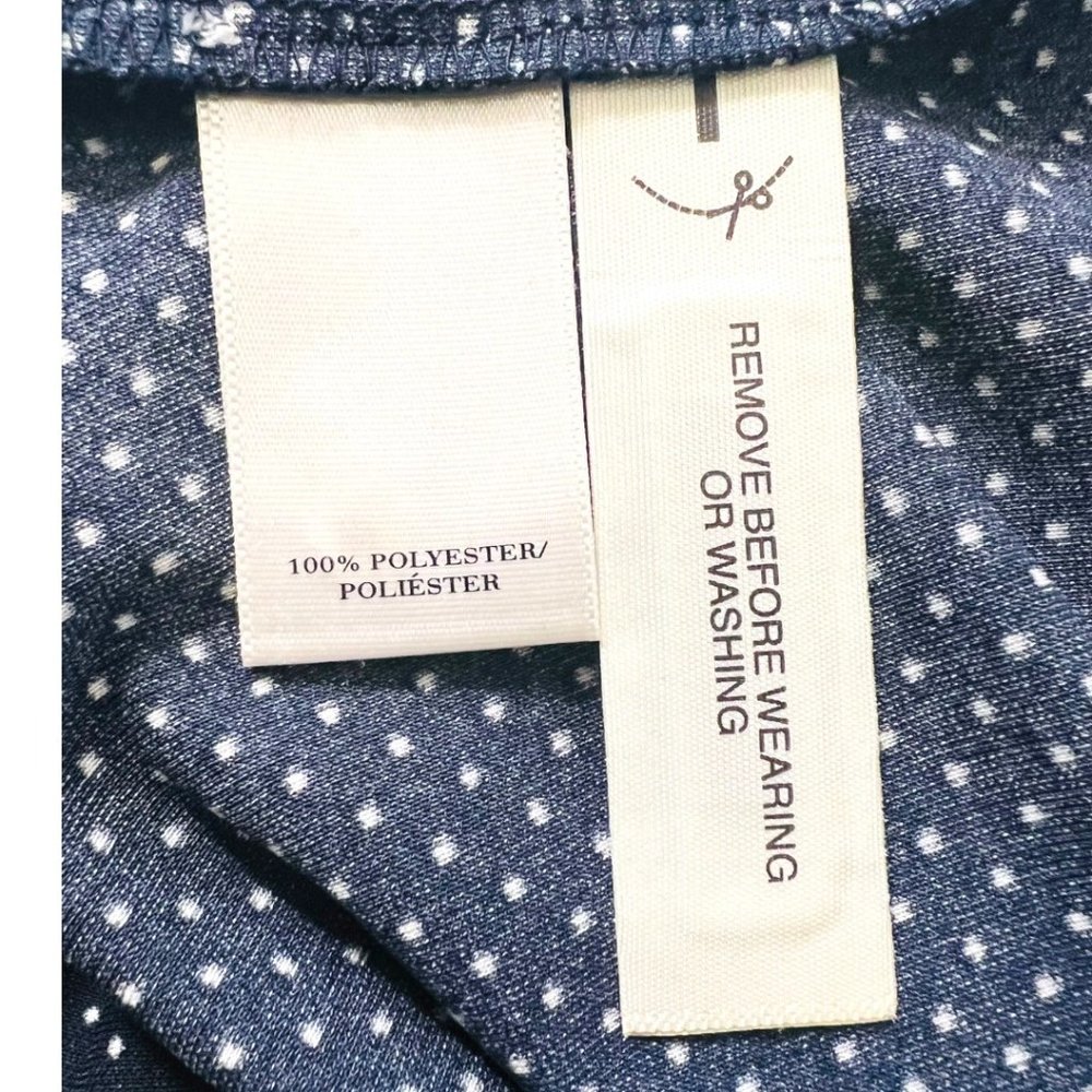 Ann Taylor Short Sleeve Jersey Poker-dot Top Navy Size L NWT - Picture 9 of 11
